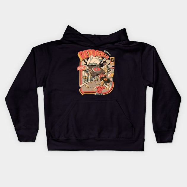 Retro Soundzilla - Black Kids Hoodie by Ilustrata